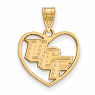 Central Florida Knights Sterling Silver Gold Plated Heart Pendant