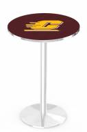 Central Michigan Chippewas Chrome Pub Table with Round Base