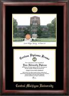 Central Michigan Chippewas Gold Embossed Diploma Frame with Campus Images Lithograph
