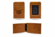 Charlotte Hornets Laser Engraved Brown Front Pocket Wallet