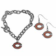 Chicago Bears Chain Bracelet & Dangle Earring Set