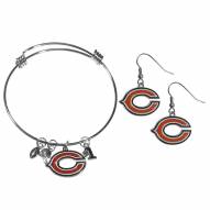 Chicago Bears Dangle Earrings & Charm Bangle Bracelet Set