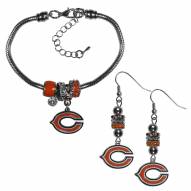 Chicago Bears Euro Bead Earrings & Bracelet Set