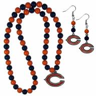 Chicago Bears Fan Bead Earrings & Necklace Set