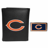 Chicago Bears Leather Tri-fold Wallet & Color Money Clip