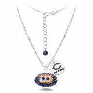 Chicago Bears Silver Necklace w/Crystal Football