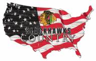 Chicago Blackhawks 15" USA Flag Cutout Sign