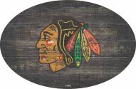 Chicago Blackhawks 46" Distressed Wood Oval Sign