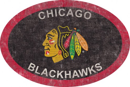 Chicago Blackhawks 46&quot; Team Color Oval Sign
