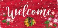Chicago Blackhawks 6" x 12" Floral Welcome Sign