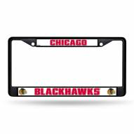 Chicago Blackhawks Black Metal License Plate Frame