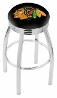 Chicago Blackhawks Chrome Swivel Barstool with Ribbed Accent Ring