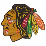 Chicago Blackhawks Distressed Logo Cutout Sign