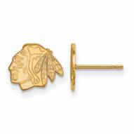 Chicago Blackhawks Sterling Silver Gold Plated Extra Small Post Earrings
