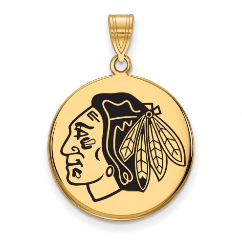 Chicago Blackhawks Sterling Silver Gold Plated Large Pendant