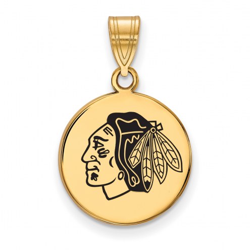 Chicago Blackhawks Sterling Silver Gold Plated Medium Pendant