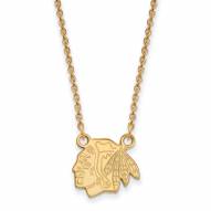 Chicago Blackhawks Sterling Silver Gold Plated Small Pendant Necklace