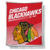Chicago Blackhawks New School Mink Sherpa Throw Blanket