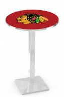 Chicago Blackhawks NHL Chrome Bar Table with Square Base