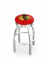 Chicago Blackhawks NHL Chrome Swivel Barstool with Ribbed Accent Ring