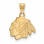 Chicago Blackhawks NHL Sterling Silver Gold Plated Small Pendant