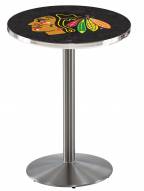 Chicago Blackhawks Stainless Steel Bar Table with Round Base