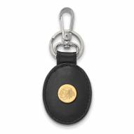 Chicago Blackhawks Sterling Silver Gold Plated Black Leather Key Chain