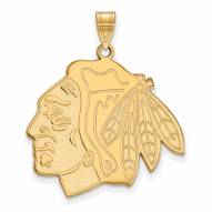Chicago Blackhawks Sterling Silver Gold Plated Extra Large Pendant