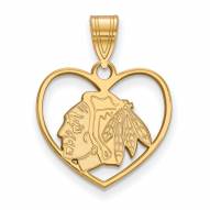 Chicago Blackhawks Sterling Silver Gold Plated Heart Pendant