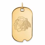 Chicago Blackhawks Sterling Silver Gold Plated Large Dog Tag