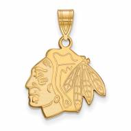 Chicago Blackhawks Sterling Silver Gold Plated Medium Pendant