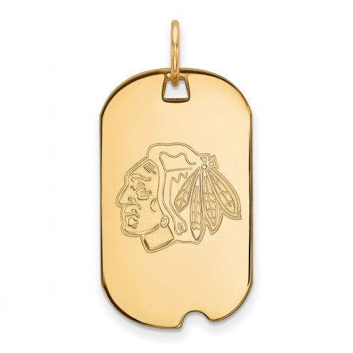 Chicago Blackhawks Sterling Silver Gold Plated Small Dog Tag