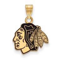 Chicago Blackhawks Sterling Silver Gold Plated Small Enameled Pendant