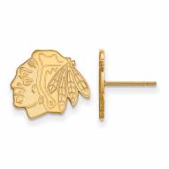 Chicago Blackhawks Sterling Silver Gold Plated Small Post Earrings
