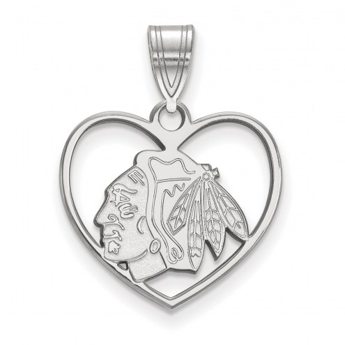 Chicago Blackhawks Sterling Silver Heart Pendant