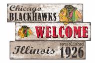 Chicago Blackhawks Welcome 3 Plank Sign