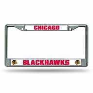 Chicago Blackhawks White Chrome License Plate Frame