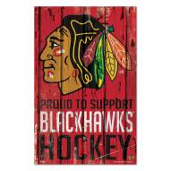 Chicago Blackhawks Proud to Support Wood Sign