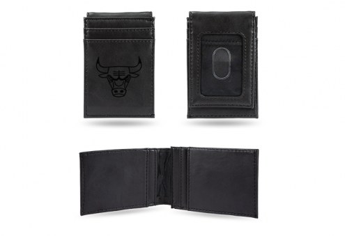 Chicago Bulls Laser Engraved Black Front Pocket Wallet