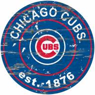 Chicago Cubs Distressed Round Sign