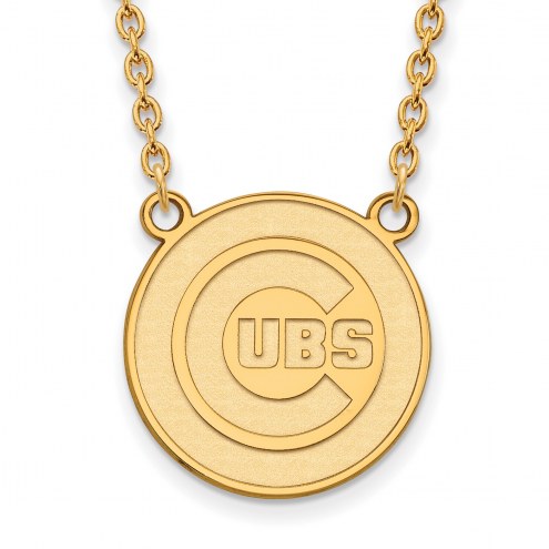 Chicago Cubs Sterling Silver Gold Plated Large Pendant Necklace