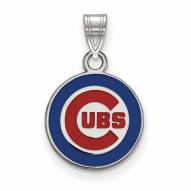 Chicago Cubs Sterling Silver Small Enameled Pendant