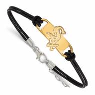 Chicago White Sox Gold Plated Sterling Silver Leather Bracelet