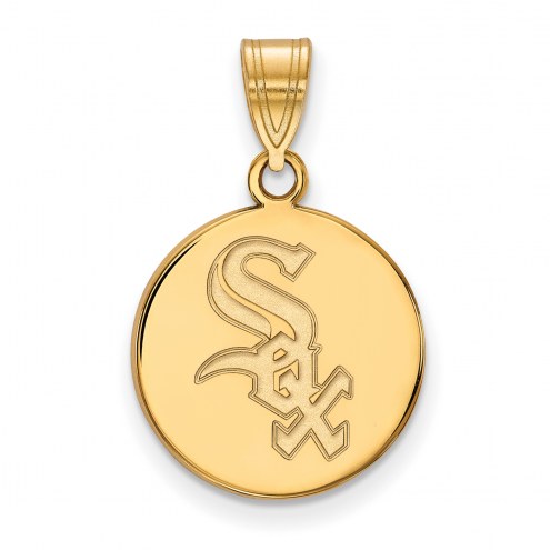 Chicago White Sox Sterling Silver Gold Plated Medium Disc Pendant