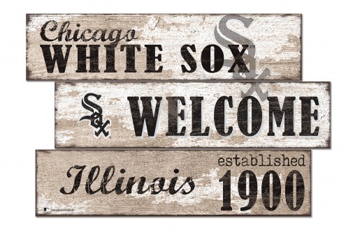 Chicago White Sox Welcome 3 Plank Sign