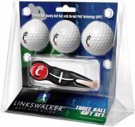 Cincinnati Bearcats Black Crosshair Divot Tool & 3 Golf Ball Gift Pack