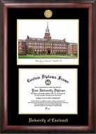 Cincinnati Bearcats Gold Embossed Diploma Frame with Campus Images Lithograph
