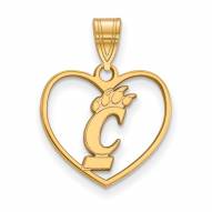Cincinnati Bearcats Sterling Silver Gold Plated Heart Pendant