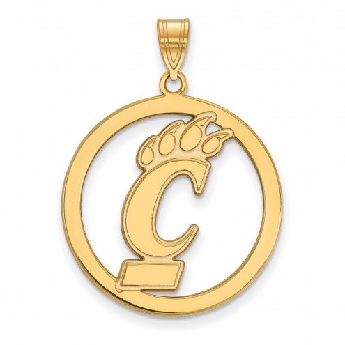 Cincinnati Bearcats Sterling Silver Gold Plated Large Circle Pendant
