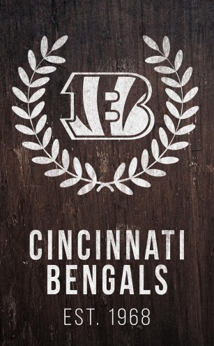 Cincinnati Bengals 11&quot; x 19&quot; Laurel Wreath Sign